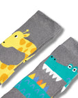 Kids 6 Pack Thermal Wellington Boot Socks - Assorted Fun Animal Designs