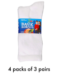 Kids 12 Pack Ankle Cotton Rich Plain School Socks - White