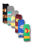 Kids 6 Pack Thermal Wellington Boot Socks - Assorted Fun Animal Designs