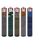 Ladies 5 Pack Wellington Boot Socks - Animal Skin Stripe Designs