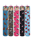 Ladies 5 Pack Wellington Boot Socks, Women's Welly Socks - Animal Designs