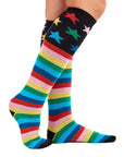 Ladies 5 Pack Wellington Boot Socks, Thermal - Hearts, Stars and Stripe Patterns