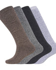 Mens 4 Pack Thermal Wool Blend Long Wellington Boot Socks - Assorted Colours (Blue, Black, Grey and Brown)