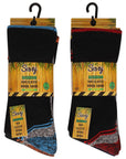 Mens 6 Pack Non Elastic Bamboo Mid Calf Work Socks, Anti Sweat Breathable, Suitable for Diabetics - Black Socks with Assorted Colour Trims