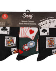 Mens 6 Pack Novelty Cotton Rich Socks - Poker Royal Flush Designs