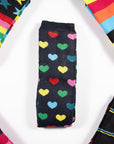 Ladies 5 Pack Wellington Boot Socks, Thermal - Hearts, Stars and Stripe Patterns