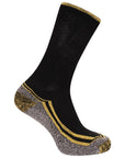 Mens 6 Pack Non Elastic Bamboo Mid Calf Work Socks, Anti Sweat Breathable, Suitable for Diabetics - Black Socks with Assorted Colour Trims