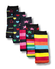 Ladies 5 Pack Wellington Boot Socks, Thermal - Hearts, Stars and Stripe Patterns