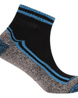 Mens 6 Pack Bamboo Ankle Work Socks, Anti Sweat Breathable, Suitable for Diabetics - Black Socks with Assorted Colour Trims