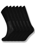Mens 6 Pack Bamboo Sport Socks, Calf Size, Anti Bacterial Socks - Black