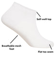 Mens 6 Pack Bamboo Trainer Ankle Socks, Breathable Low Cut Ankle Trainer Sock - White