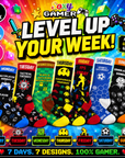 Mens 7 Pack Socks - Days of the Week and Gaming Novelty Design - Cotton Rich