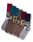 Mens 6 Pack Novelty Socks Cotton Rich Dad Gift - Animal Print