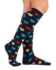 Ladies 5 Pack Wellington Boot Socks, Thermal - Hearts, Stars and Stripe Patterns