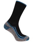 Mens 6 Pack Non Elastic Bamboo Mid Calf Work Socks, Anti Sweat Breathable, Suitable for Diabetics - Black Socks with Assorted Colour Trims