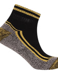 Mens 6 Pack Bamboo Ankle Work Socks, Anti Sweat Breathable, Suitable for Diabetics - Black Socks with Assorted Colour Trims