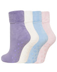 Ladies 4 Pack Super Soft Bed Socks, Fleece Lined Brushed Thermal - Animal Print