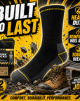 Mens 12 Pack Heavy Duty Work Socks, Safety/Steel Toe Boot Socks - Black