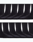 Kids 12 Pack Ribbed Cotton Rich Plain School Socks - Black