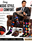 Mens 4 Pack Knee High Long Hose Argyle Socks - Assorted Colours