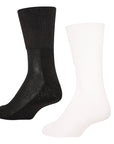 Ladies 6 Pack Extra Wide Bamboo Diabetic Sock - Black and White
