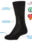 Ladies 6 Pack Extra Wide Bamboo Diabetic Sock - Black and White