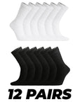 Mens 12 Pack Cotton Rich Sport and Work Socks Work Socks - Black, White and Mix