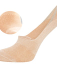 Ladies 6 Pack Bamboo Invisible Socks - Casual Low Cut Socks, Non Slip Grip Liner