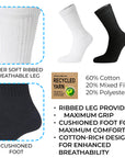 Mens 12 Pack Cotton Rich Sport and Work Socks Work Socks - Black, White and Mix