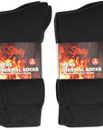 Kids 6 Pack Thick Brushed Thermal Socks - Black