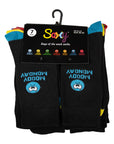 Kids 7 Pack Mood of the Week Novelty Socks - Black with Assorted Heel and Toes