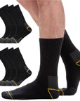 Mens 12 Pack Heavy Duty Work Socks, Safety/Steel Toe Boot Socks - Black