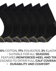 Mens 12 Pack Heavy Duty Work Socks, Safety/Steel Toe Boot Socks - Black
