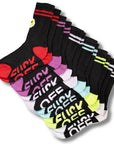 Ladies 6 Pack Fuck Off Novelty Rude Socks - Black