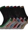 Mens 6 Pack Bamboo Work Socks, Breathable, Heavy Duty Cotton Socks for Steel Toe Boots - Black Socks with Assorted Colour Trims