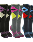 Ladies 3 Pack Equestrian Socks - Performance Riding Socks Horse Argyle Design - Walking, Country, Riding Boot Socks
