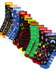 Mens 7 Pack Socks - Days of the Week and Gaming Novelty Design - Cotton Rich