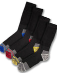 Mens 6 Pack Heavy Duty Non Elastic Work Socks, Safety/Steel Toe Boot Socks - Black