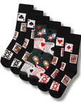 Mens 6 Pack Novelty Cotton Rich Socks - Poker Royal Flush Designs