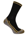 Mens 6 Pack Bamboo Work Socks, Breathable, Heavy Duty Cotton Socks for Steel Toe Boots - Black Socks with Assorted Colour Trims