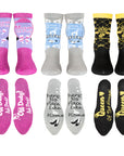 Ladies 6 Pack Mothers Day Mum Socks - Mum Themed Fun Designs - Combed Cotton Rich