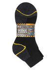 Mens 12 Pack Ankle Heavy Duty Work Socks, Safety/Steel Toe Boot Socks - Black