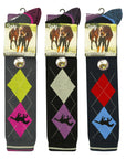 Ladies 3 Pack Equestrian Socks - Performance Riding Socks Horse Argyle Design - Walking, Country, Riding Boot Socks