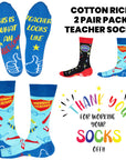 Mens 2 Pack Teacher Designs Cotton Rich Socks - Size UK 6-11