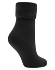 Ladies 6 Pack Bed Socks - Fleece Lined Brushed Thermal -Black