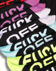 Ladies 6 Pack Fuck Off Novelty Rude Socks - Black
