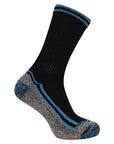 Mens 6 Pack Bamboo Work Socks, Breathable, Heavy Duty Cotton Socks for Steel Toe Boots - Black Socks with Assorted Colour Trims
