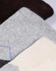 Mens 6 Pack Knee High Long Hose Argyle Socks - Assorted Colours (Greys, Brown and Creams)