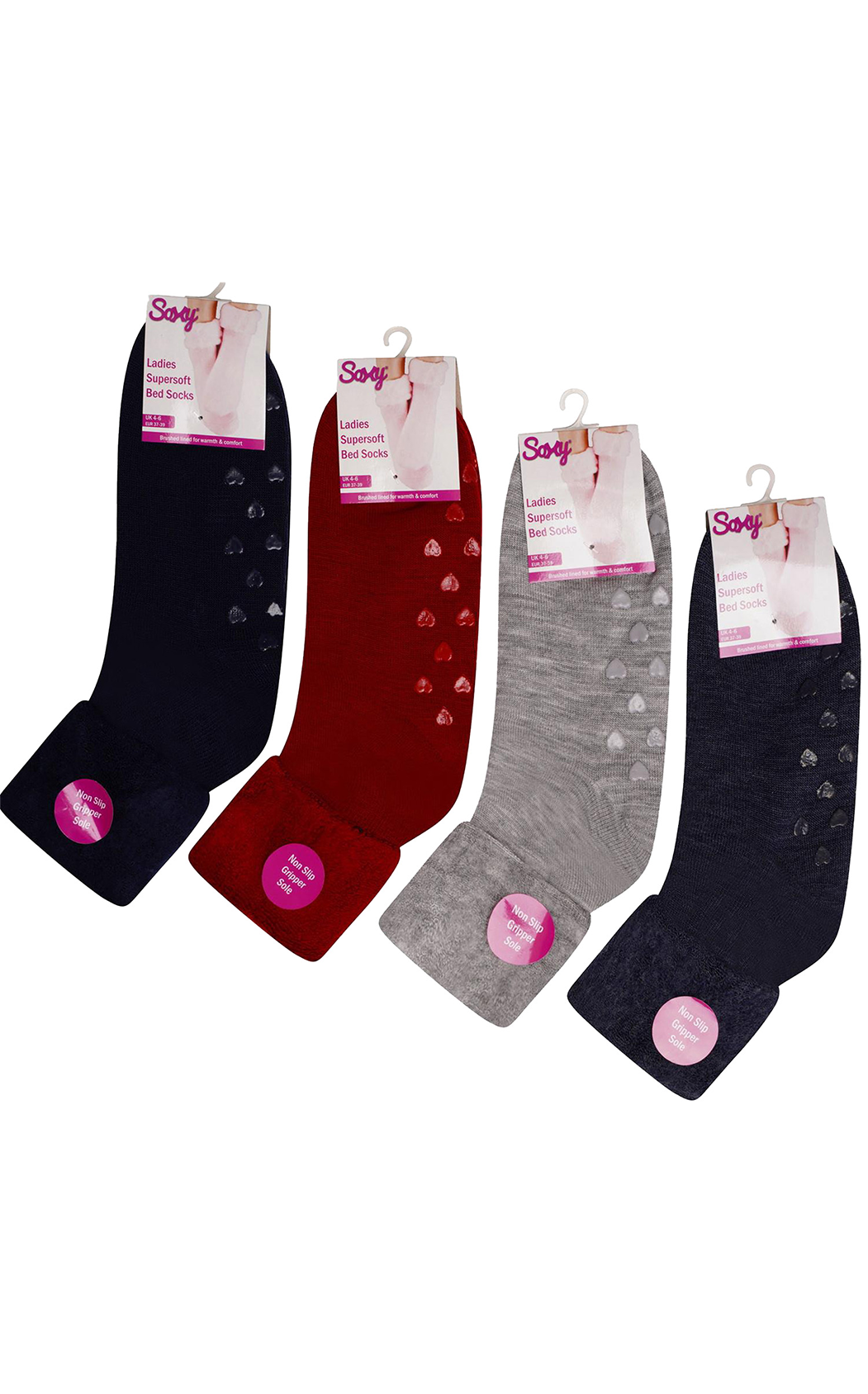 Ladies 4 Pack Super Soft Bed Socks, Fleece Lined Brushed Thermal - Animal Print