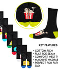 Mens 7 Pack Novelty Socks Cotton Rich Dad Gift - Fast Food Socks